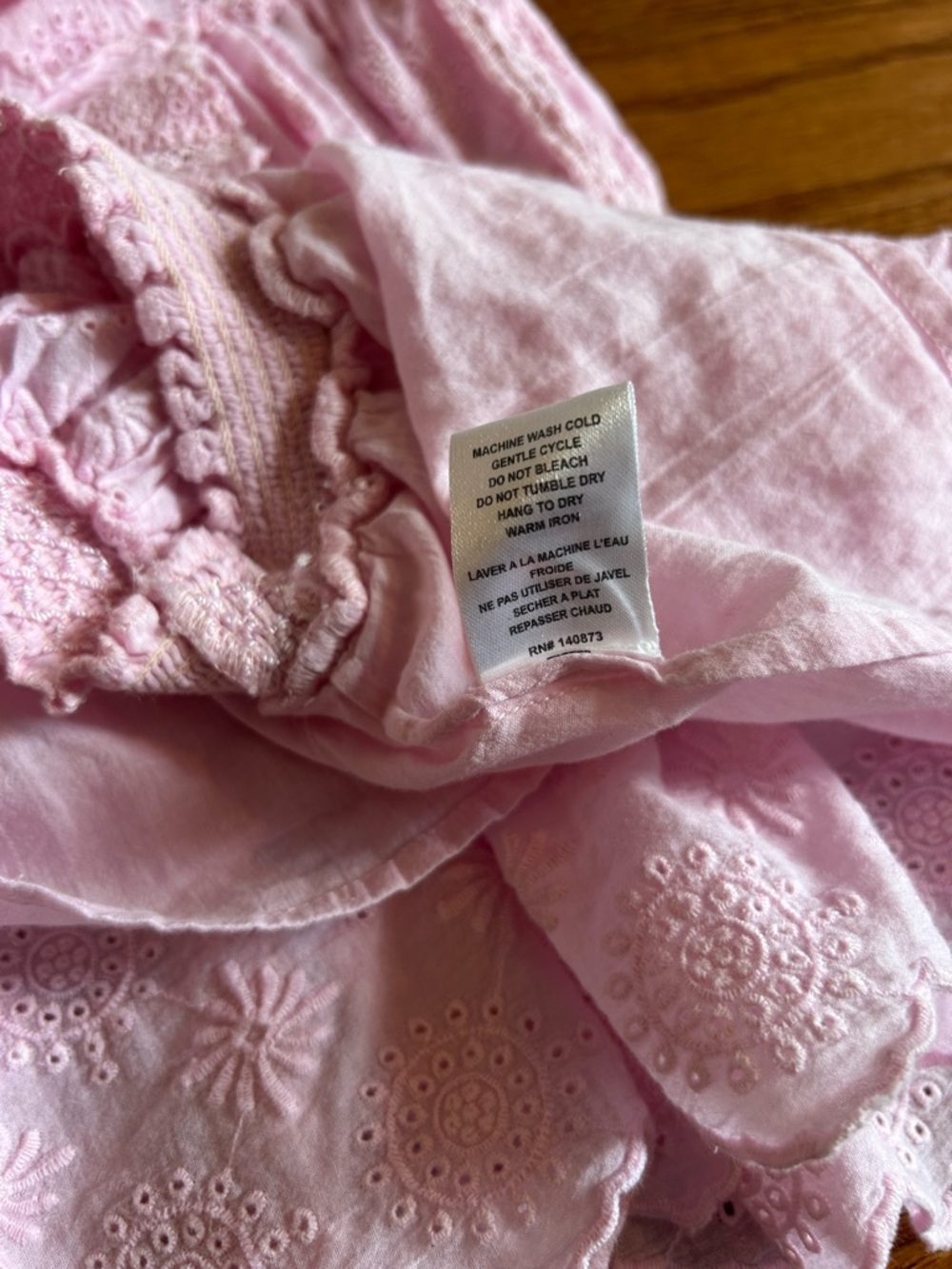 Darling Girls’ Loveshack Fancy Pink Eyelet Ruffled Two-Piece Shirt and Skirt Set - Picture 8 of 8